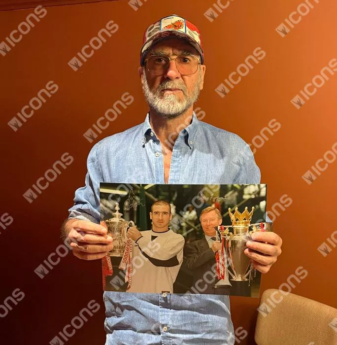 Eric Cantona & Sir Alex Ferguson Signed Manchester United Photo In Premium Photo Frame: 1996 Double