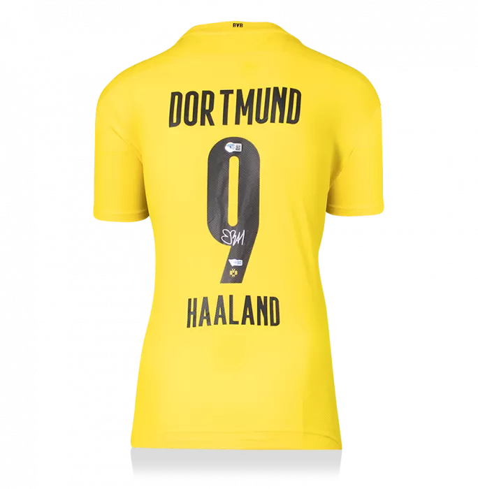Erling Haaland Back Signed Borussia Dortmund 2020-21 Home Shirt In Hero Frame: Option 1