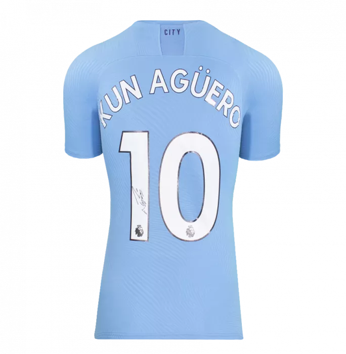 Erling Haaland & Sergio Aguero Signed Manchester City Home Shirts In Classic Dual Frame