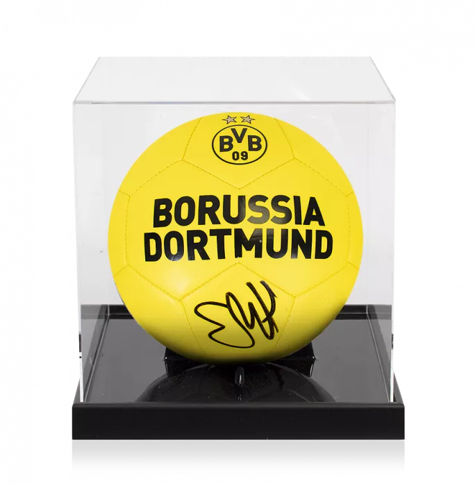 Erling Haaland Signed Borussia Dortmund Branded Football In Acrylic Case