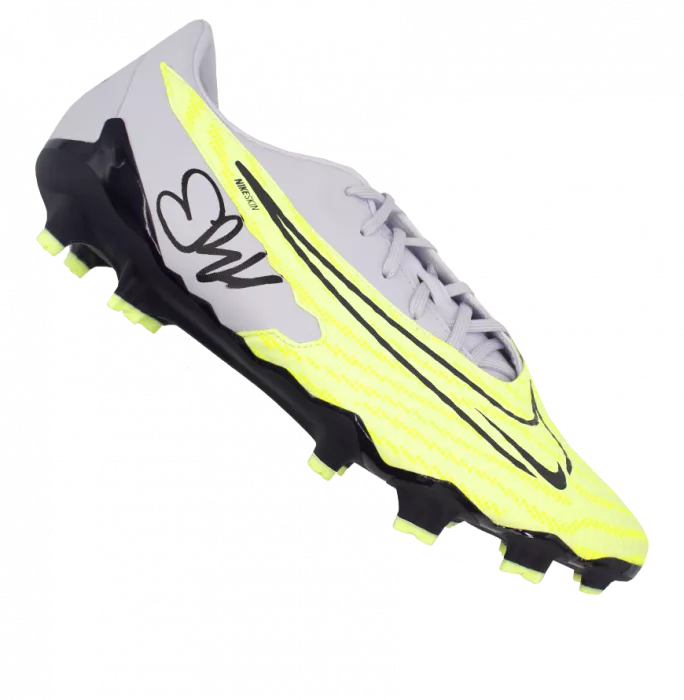 Erling Haaland Signed Grey And Yellow Nike Phantom Boot In Bubble Frame: Option 1