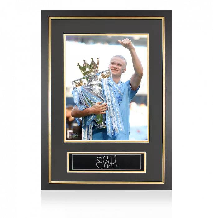 Erling Haaland Signed Plaque and Photo Frame: 2022-23 Premier League Winner
