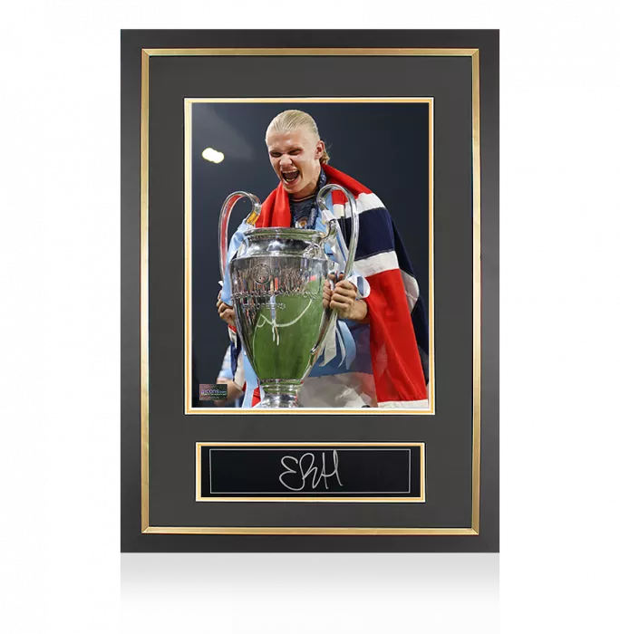 Erling Haaland Signed Plaque and Photo Frame: 2023 UEFA Champions League Winner