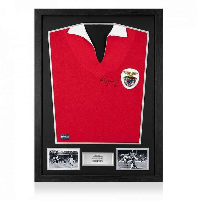 Eusebio Front Signed Retro Benfica Shirt In Classic Frame