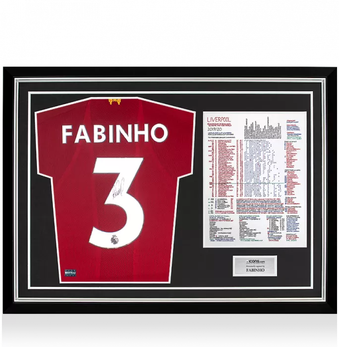 Fabinho Back Signed Liverpool FC 2019-20 Home Shirt In Commentary Chart Frame