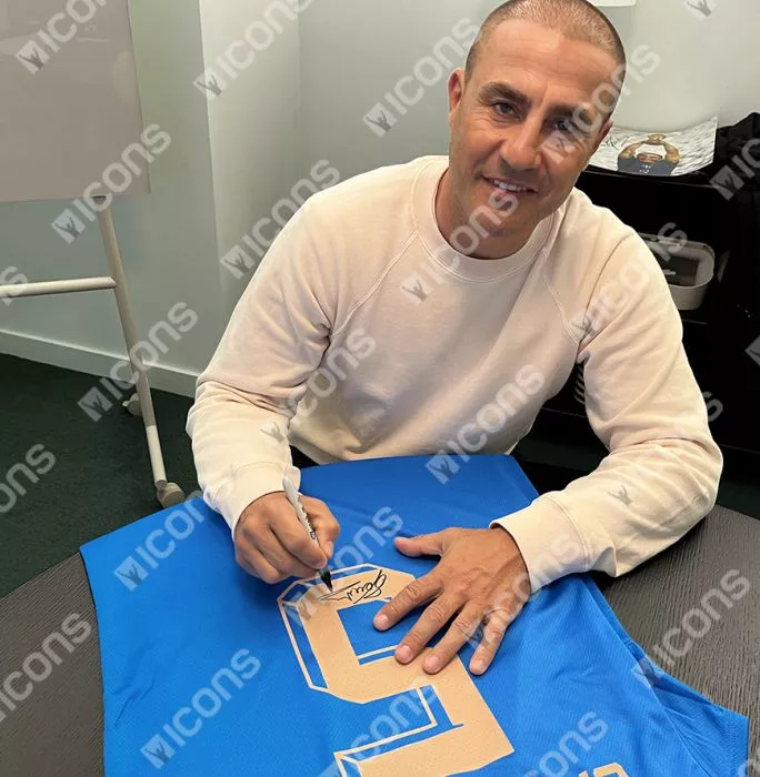Fabio Cannavaro Back Signed Italy Modern Shirt In Hero Frame: Option 1