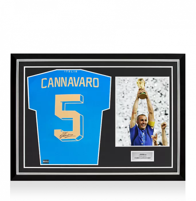 Fabio Cannavaro Back Signed Italy Modern Shirt In Hero Frame: Option 1