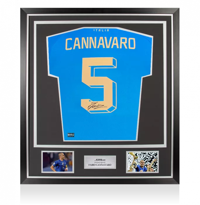 Fabio Cannavaro Back Signed Italy Modern Shirt In Classic Frame
