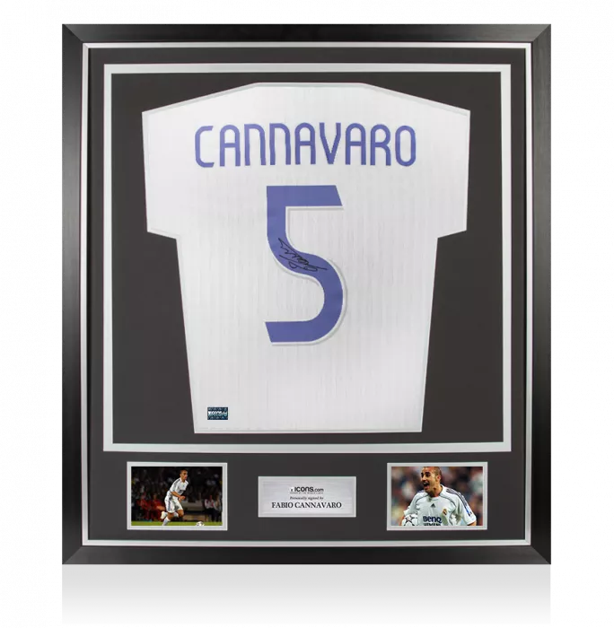 Fabio Cannavaro Back Signed Real Madrid Modern Home Shirt In Classic Frame