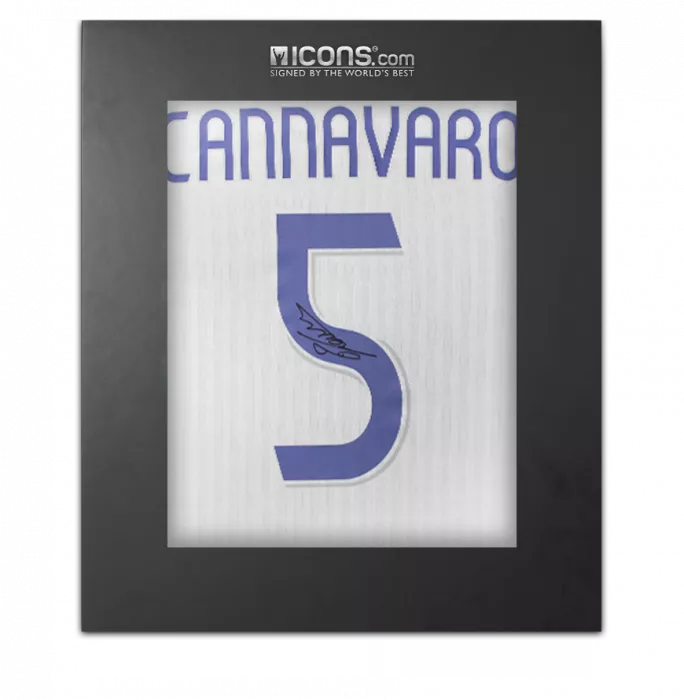 Fabio Cannavaro Back Signed Real Madrid Modern Home Shirt In Deluxe Packaging