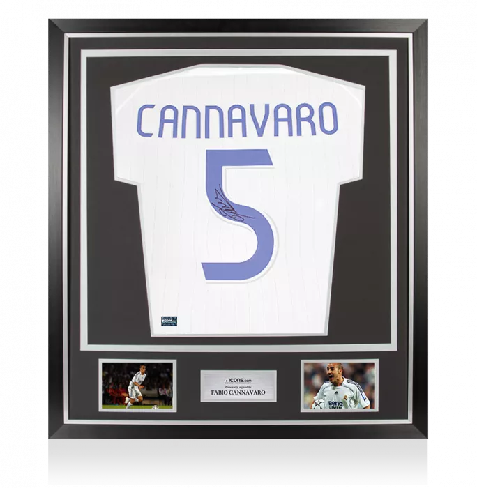 Fabio Cannavaro Back Signed Real Madrid Teamgeist Shirt In Classic Frame