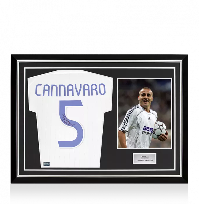 Fabio Cannavaro Back Signed Real Madrid Teamgeist Shirt In Hero Frame: Option 1