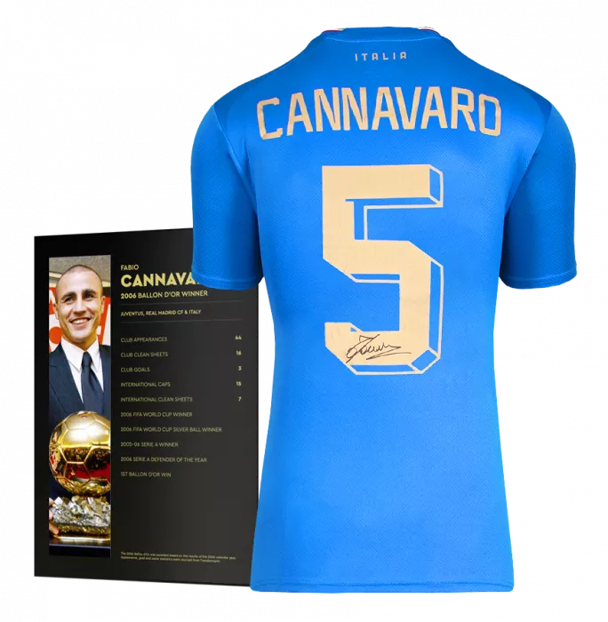 Fabio Cannavaro Official Ballon D'Or™ Back Signed Modern Italy Shirt: 2006 Winner's Pack