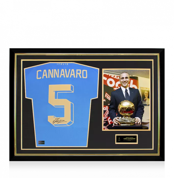 Fabio Cannavaro Official Ballon D'Or™ Back Signed And Hero Framed Italy Modern Shirt