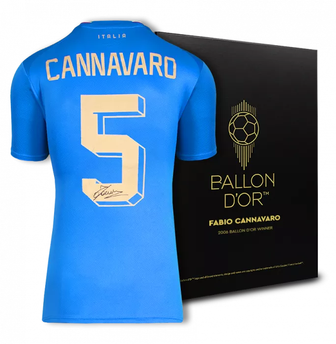 Fabio Cannavaro Official Ballon d'Or™ Back Signed Modern Italy Shirt: 2006 Winner's Pack