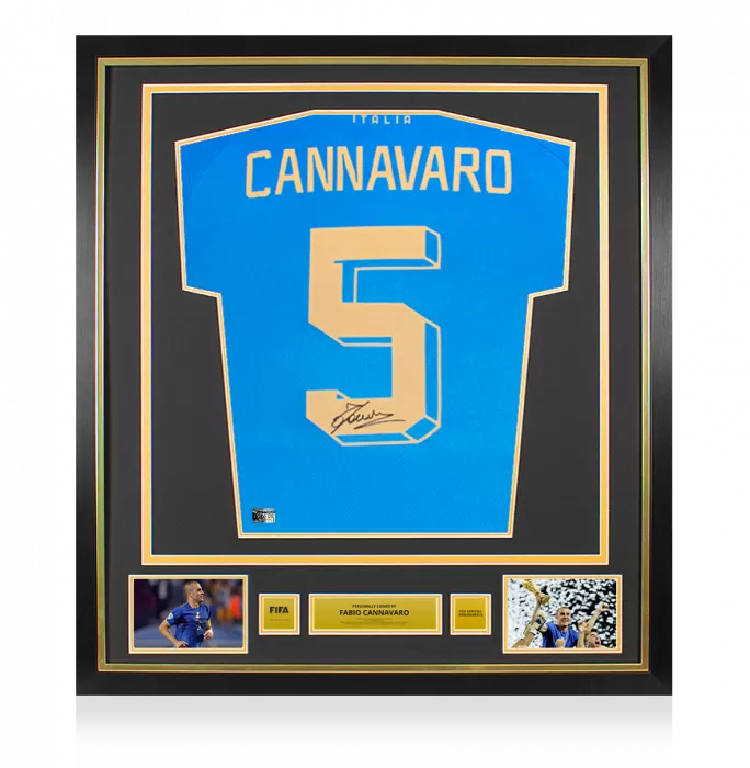 Fabio Cannavaro Official FIFA World Cup™ Back Signed And Framed Modern Italy Shirt