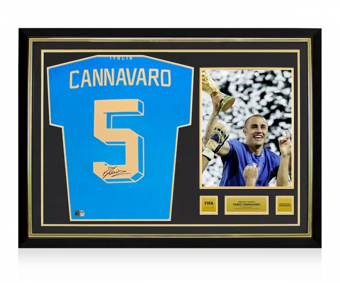 Fabio Cannavaro Official FIFA World Cup™ Back Signed and Hero Framed Modern Italy Shirt