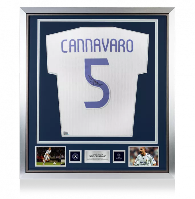 Fabio Cannavaro Official UEFA Champions League Back Signed and Framed Real Madrid Modern Home Shirt