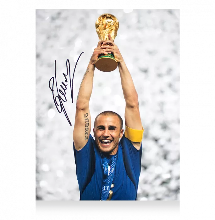 Fabio Cannavaro Signed Italy Photo In Black Wooden Frame: 2006 FIFA World Cup Winner