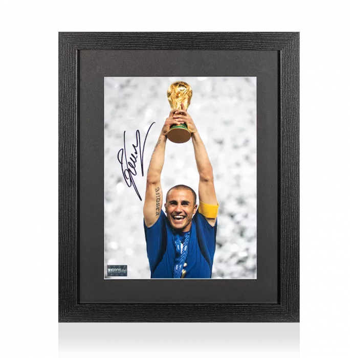 Fabio Cannavaro Signed Italy Photo In Black Wooden Frame: 2006 FIFA World Cup Winner