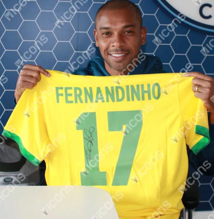 Fernandinho Back Signed Brazil 2020-21 Home Shirt