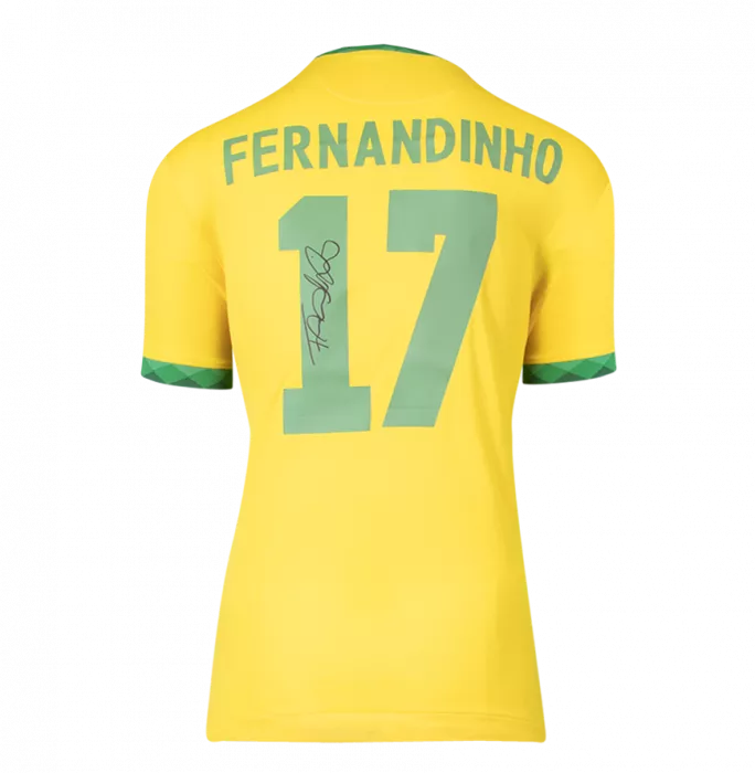 Fernandinho Back Signed Brazil 2020-21 Home Shirt
