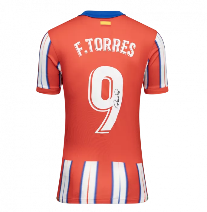 Fernando Torres Back Signed Atletico Madrid 2024-25 Home Shirt With Fan Style Number In Classic Frame