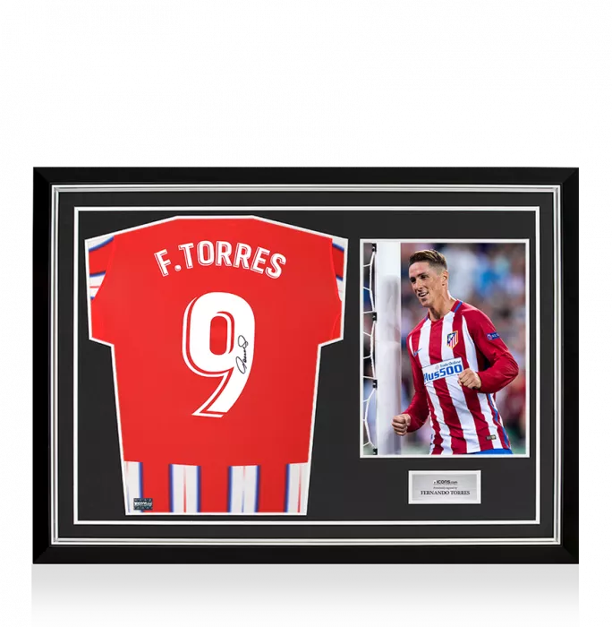 Fernando Torres Back Signed Atletico Madrid 2024-25 Home Shirt with Fan Style Number In Hero Frame: Option 1
