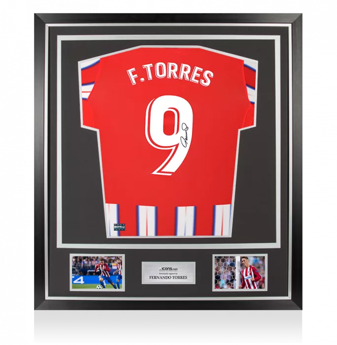 Fernando Torres Back Signed Atletico Madrid 2024-25 Home Shirt with Fan Style Number In Classic Frame