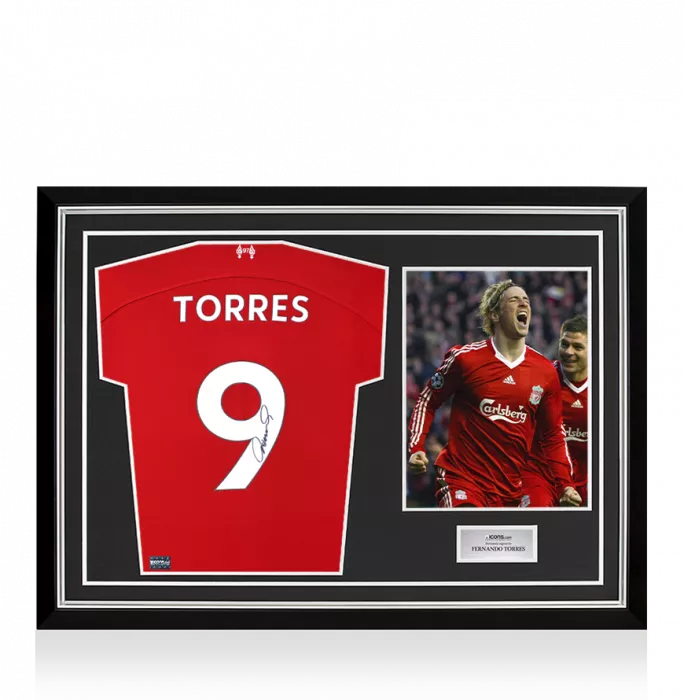 Fernando Torres Back Signed Liverpool 2023-24 Home Shirt In Hero Frame: Option 1