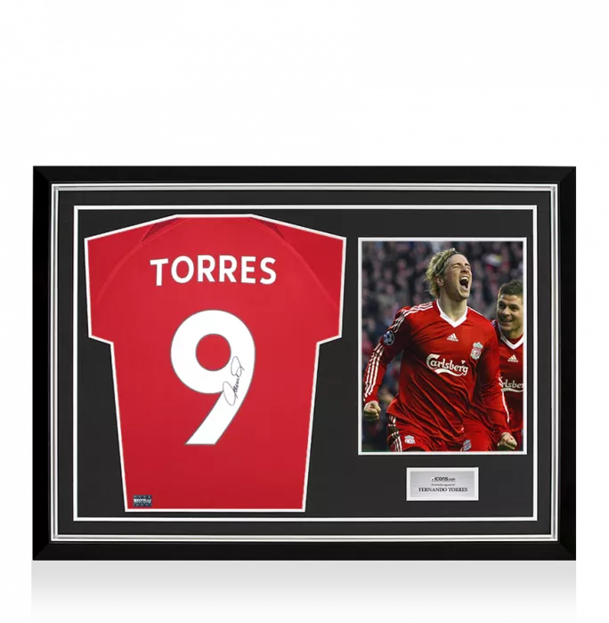 Fernando Torres Back Signed Modern Liverpool FC Home Shirt In Hero Frame: Option 1