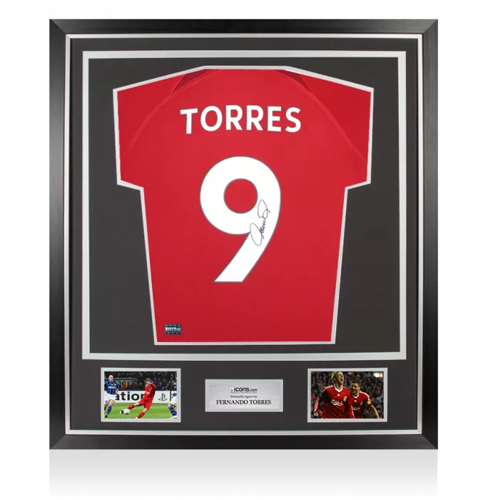 Fernando Torres Back Signed Modern Liverpool FC Home Shirt In Classic Frame