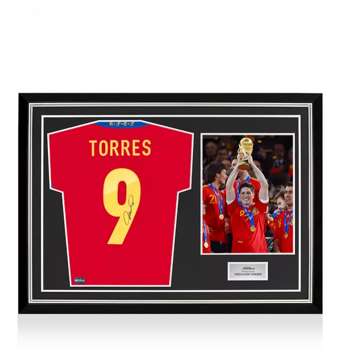 Fernando Torres Back Signed Spain 2011 Home Shirt In Hero Frame: Option 1