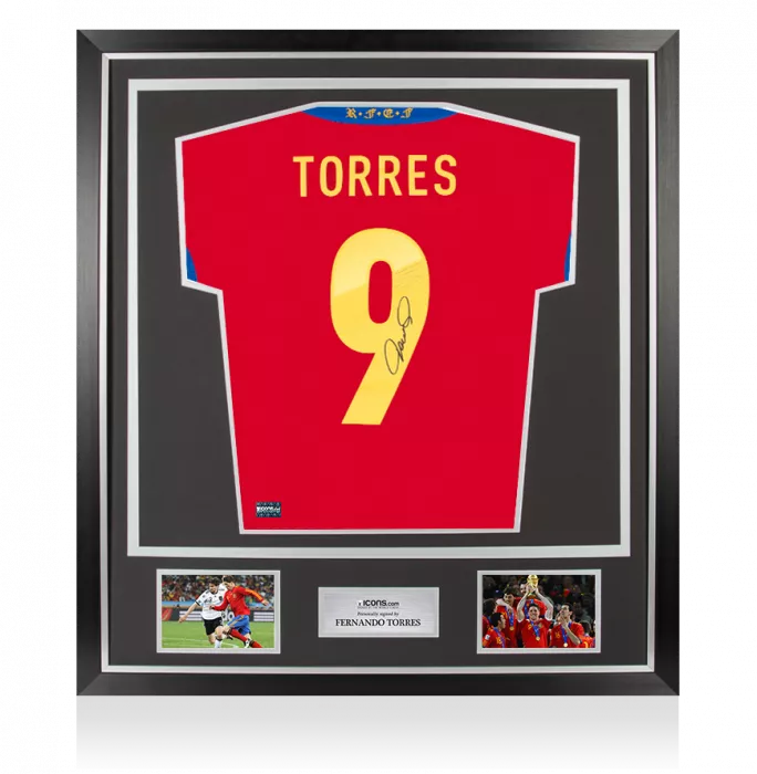 Fernando Torres Back Signed Spain 2011 Home Shirt In Classic Frame