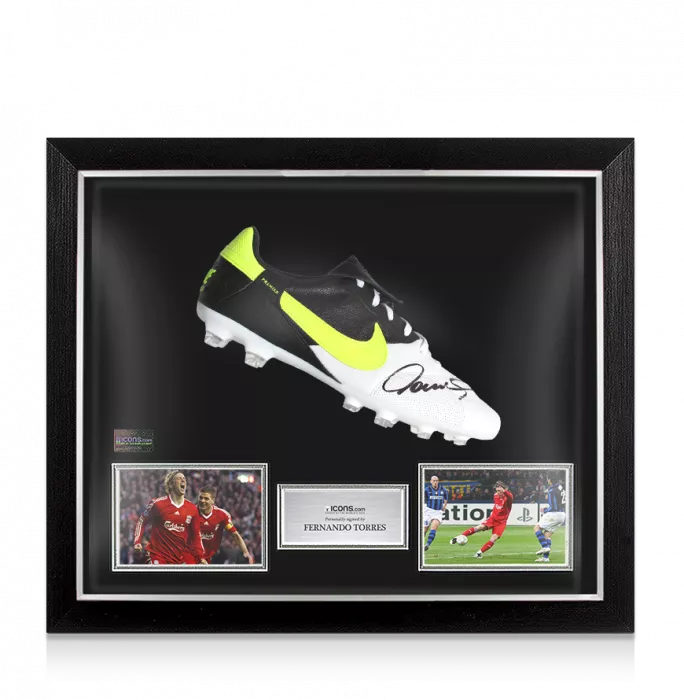 Fernando Torres Signed Black and White Nike Premier Boot In Bubble Frame: Option 1