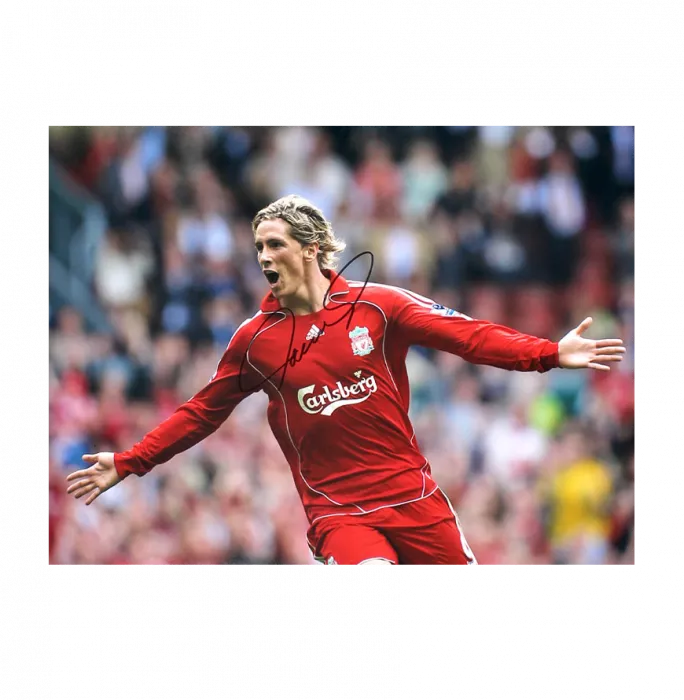 Fernando Torres Signed Liverpool FC Photo In Black Wooden Frame: Premier League Legend