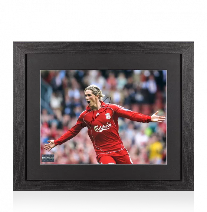 Fernando Torres Signed Liverpool FC Photo In Black Wooden Frame: Premier League Legend