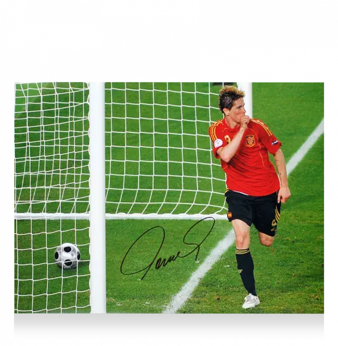 Fernando Torres Signed Spain Photo In Black Wooden Frame: UEFA EURO 2008 Final Goal