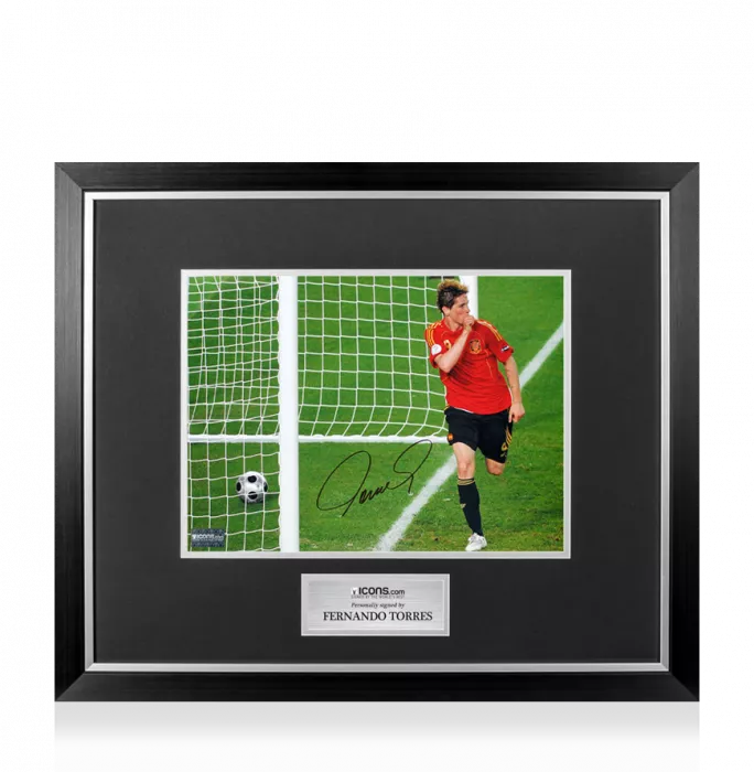 Fernando Torres Signed Spain Photo In Premium Photo Frame: UEFA EURO 2008 Final Goal