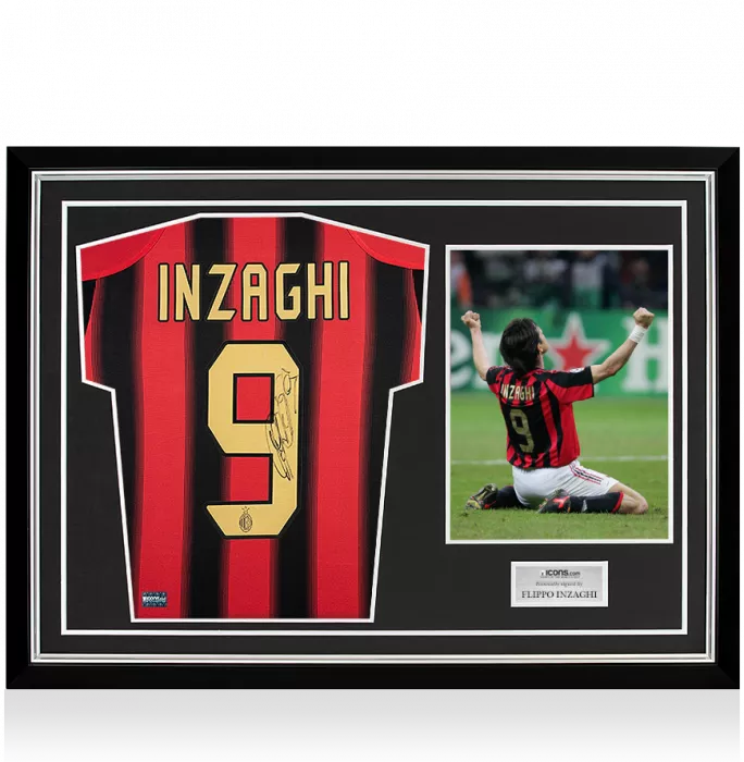 Filippo Inzaghi Back Signed AC Milan 2004-05 Home Shirt In Hero Frame: Option 1