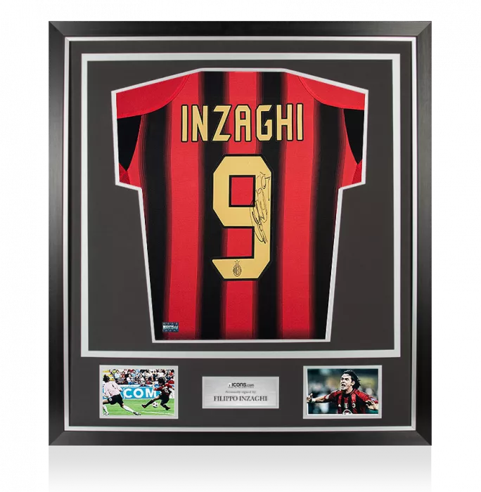 Filippo Inzaghi Back Signed AC Milan 2004-05 Home Shirt In Classic Frame