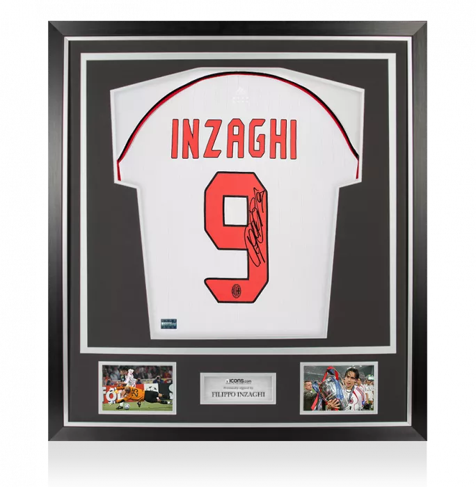 Filippo Inzaghi Back Signed AC Milan 2006-07 Away Shirt In Classic Frame: UEFA Champions League Final Edition