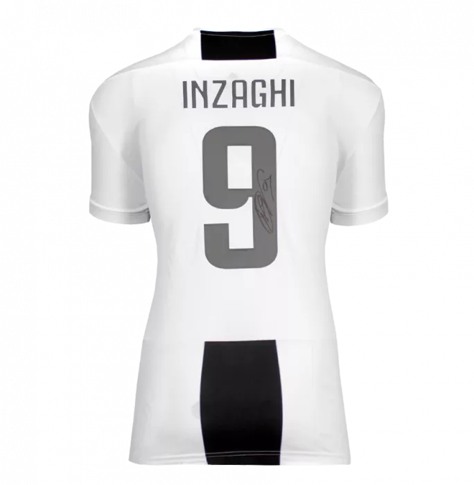 Filippo Inzaghi Back Signed Juventus 2018-19 Home Shirt With Fan Style Numbers In Hero Frame: Option 1