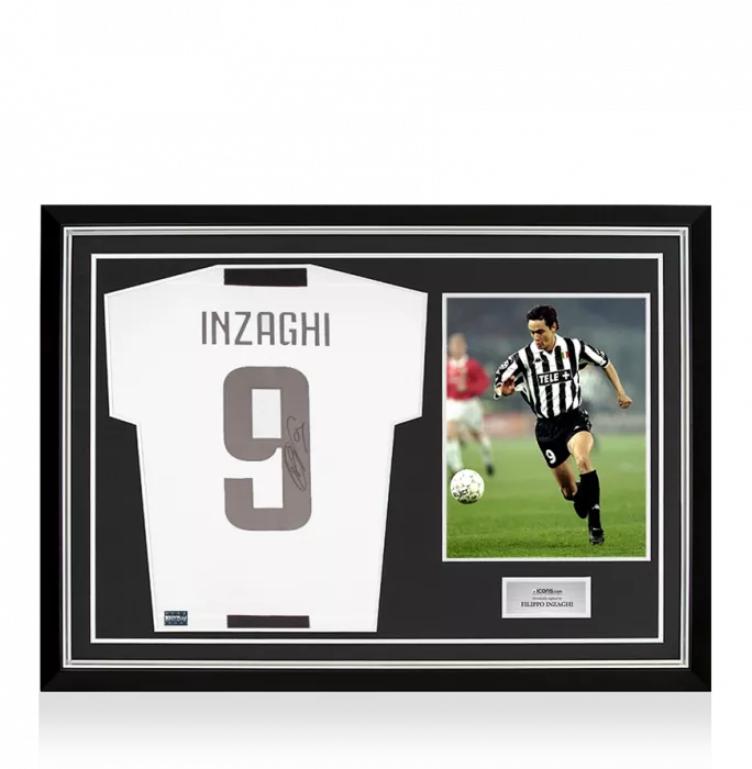 Filippo Inzaghi Back Signed Juventus 2018-19 Home Shirt With Fan Style Numbers In Hero Frame: Option 1
