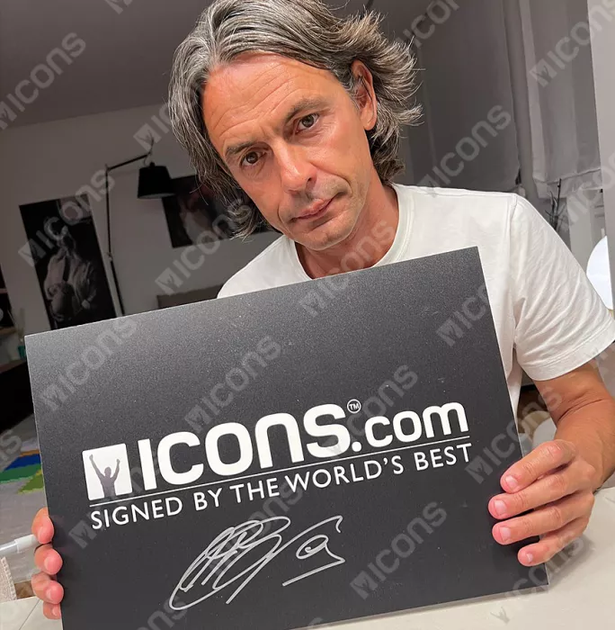 Filippo Inzaghi Back Signed Juventus 2018-19 Home Shirt With Fan Style Numbers In Hero Frame: Option 1