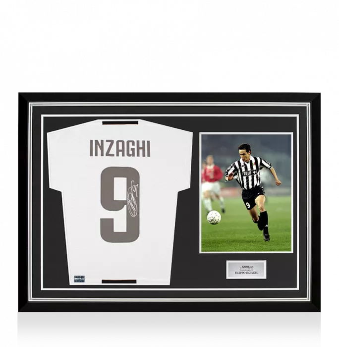 Filippo Inzaghi Back Signed Juventus 2018-19 Home Shirt With Fan Style Numbers In Hero Frame: Option 1