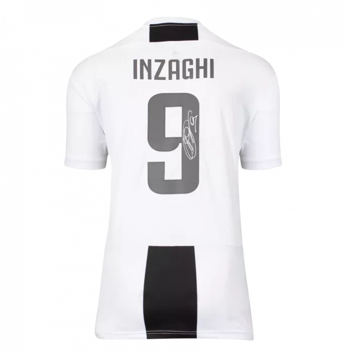 Filippo Inzaghi Back Signed Juventus 2018-19 Home Shirt With Fan Style Numbers In Classic Frame