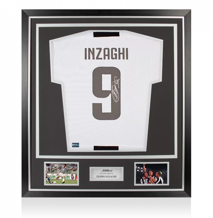 Filippo Inzaghi Back Signed Juventus 2018-19 Home Shirt With Fan Style Numbers In Classic Frame
