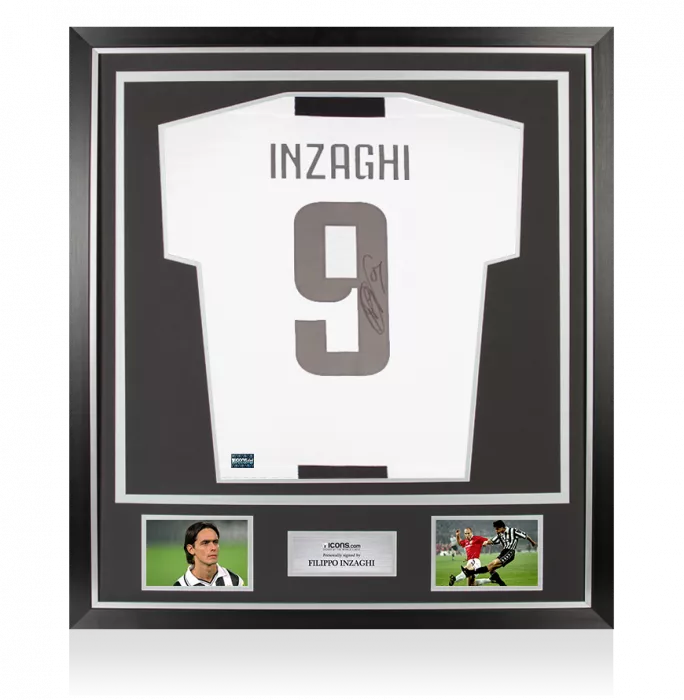 Filippo Inzaghi Back Signed Juventus 2018-19 Home Shirt With Fan Style Numbers In Classic Frame