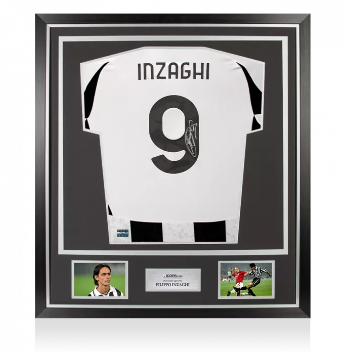 Filippo Inzaghi Back Signed Juventus 2024-25 Home Shirt with Fan Style Number In Classic Frame